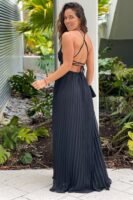 Black Maxi Dress With Pleated Bottom