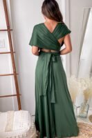 Hunter Green Multi Tie Maxi Dress With Slit
