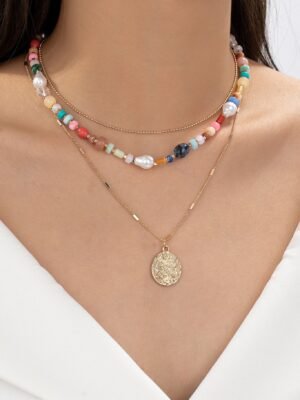 Multi Color Beaded Chain Necklace