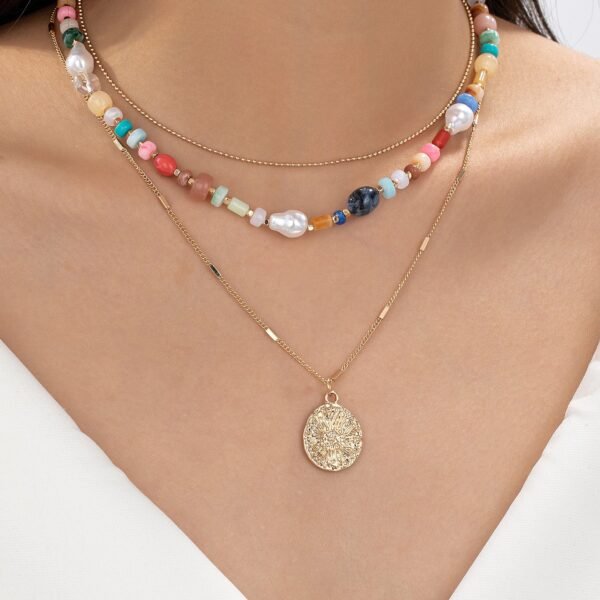 Multi Color Beaded Chain Necklace