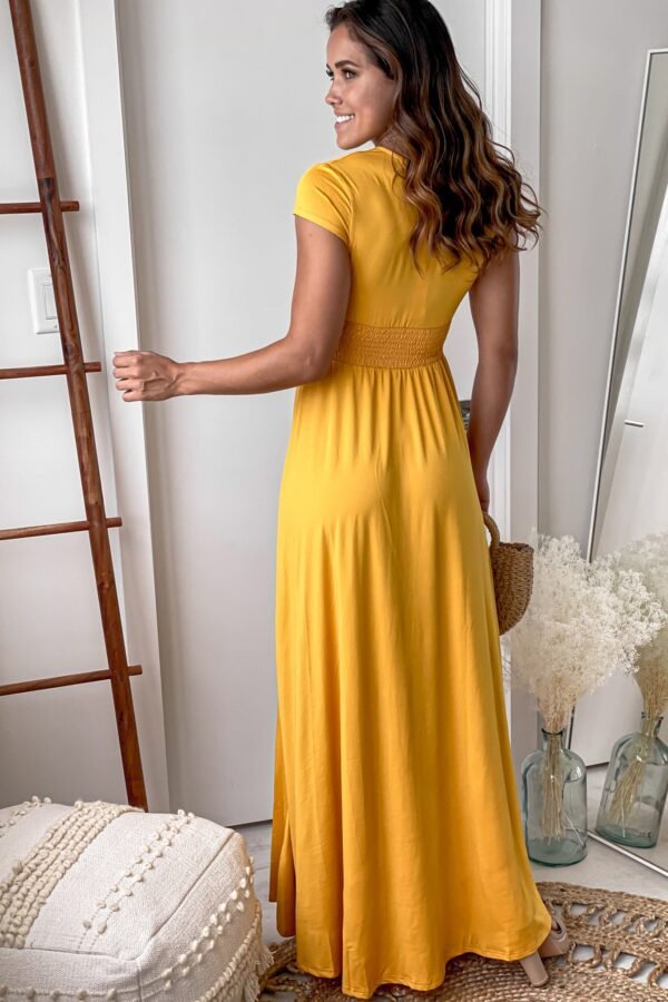Mustard Maxi Dress With Slit