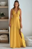 Mustard Crochet Top Maxi Dress With Slit