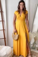 Mustard Maxi Dress With Slit