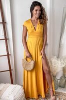 Mustard Maxi Dress With Slit