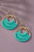 Turquoise Woven Double Hoop Drop Earrings